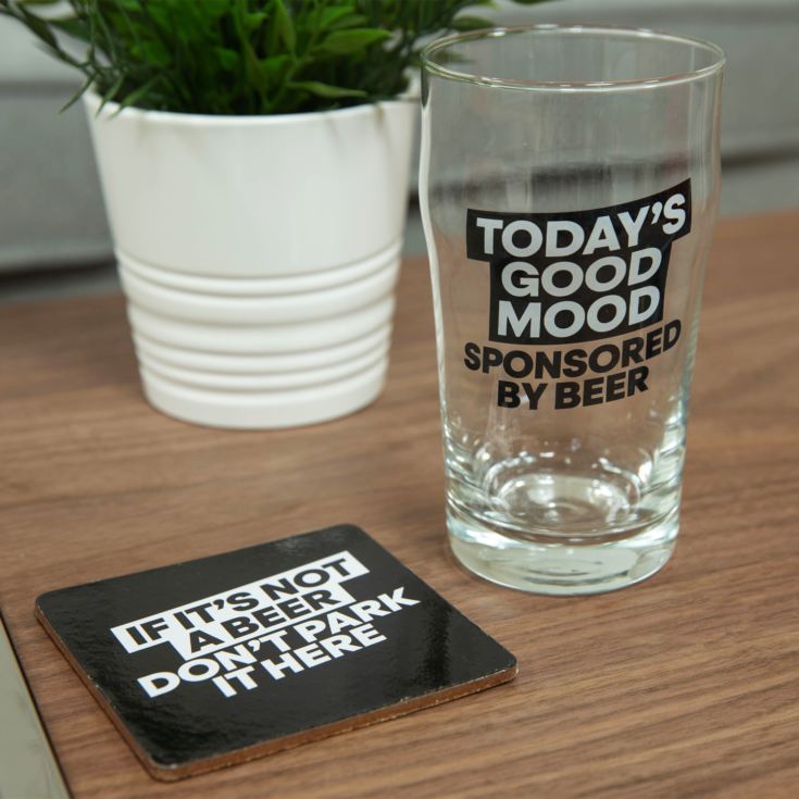 Ministry of Humour Beer Glass & Coaster - Todays Good Mood product image