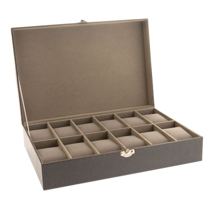 Grey Faux Lizard Watch Box Holds 12 Watches product image