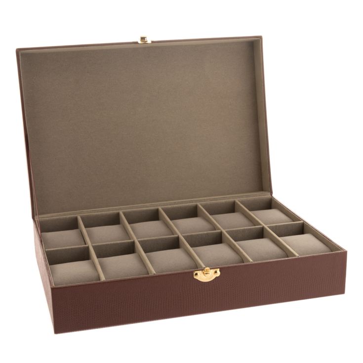 Brown Faux Lizard Watch Box Holds 12 Watches product image