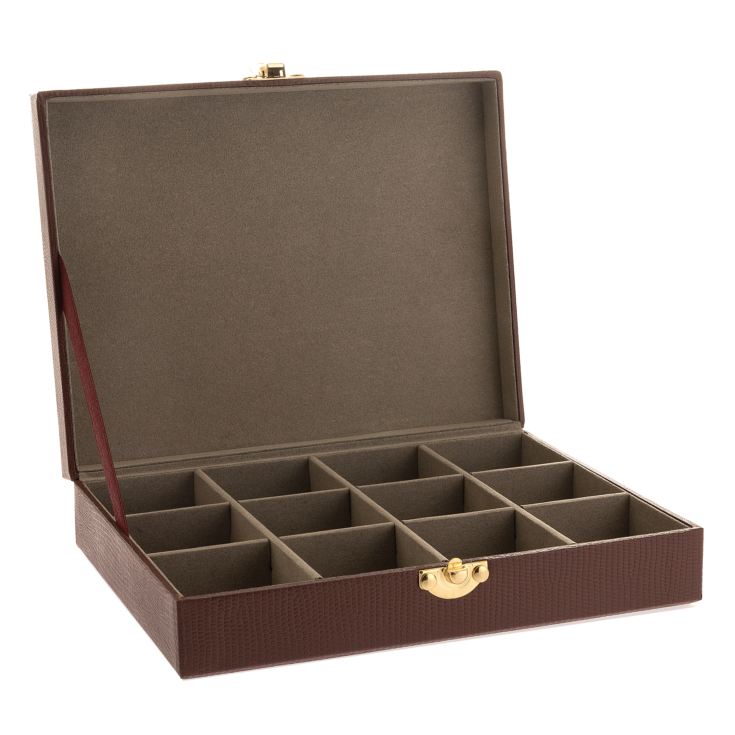 Brown Faux Lizard Cufflink Box Holds 12 Cufflinks product image