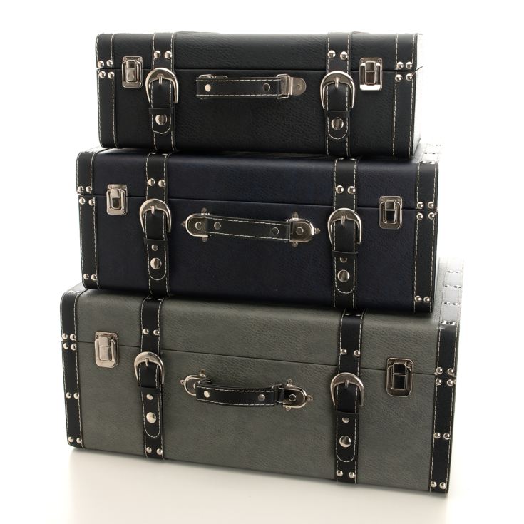 Set of 3 Luggage Boxes - Black, Grey & Navy product image