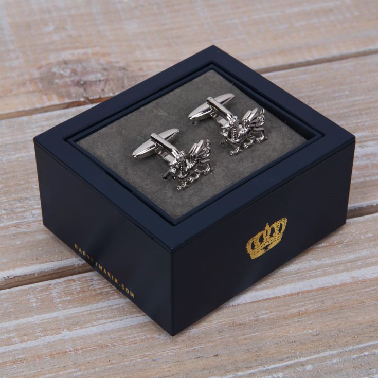 Harvey Makin Rhodium Plated Cufflinks Dragon product image