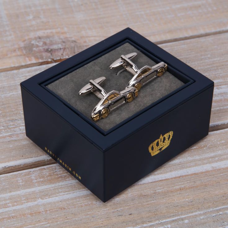 Harvey Makin Rhodium Plated Cufflinks Silver/Gold Cars product image