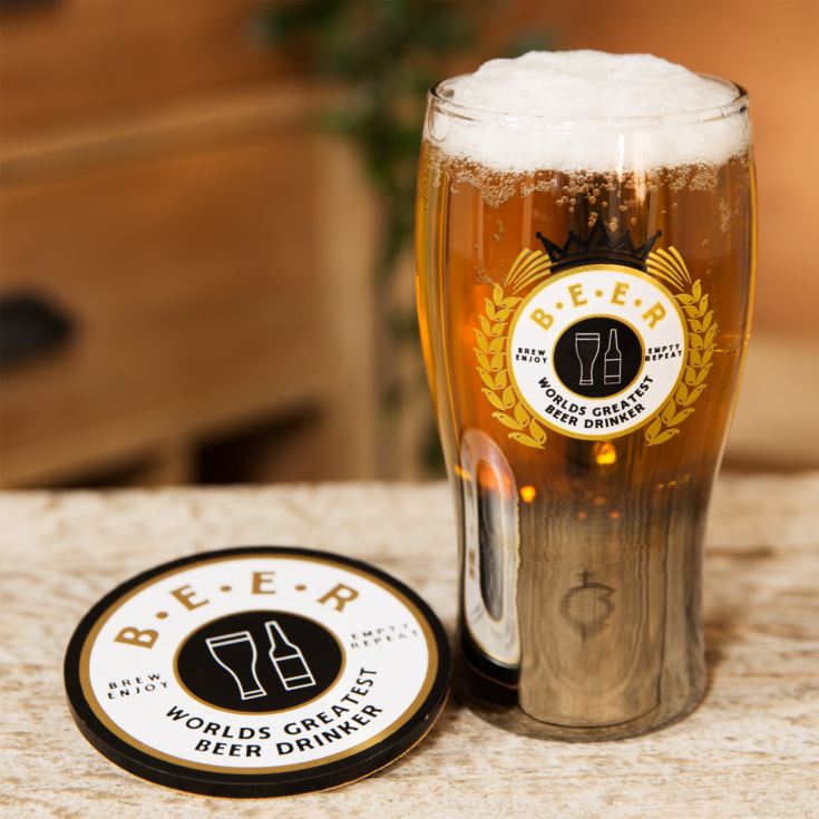 Brewmaster Beer Glass & Coaster - Greatest Beer Drinker product image