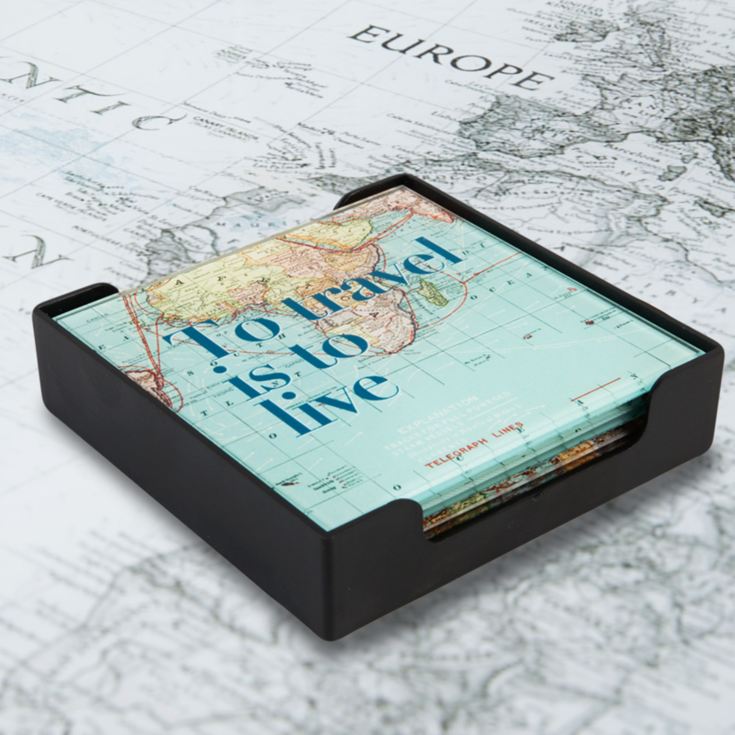 Harvey Makin Set of 4 World Map Glass Coasters in Tray product image