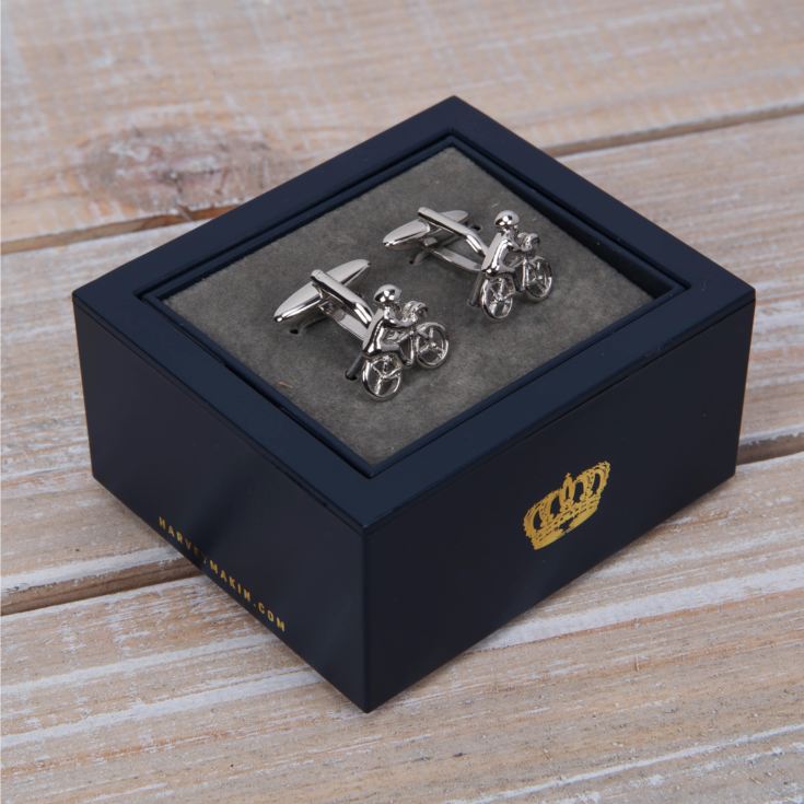 Harvey Makin Rhodium Plated Cufflinks Cyclist product image