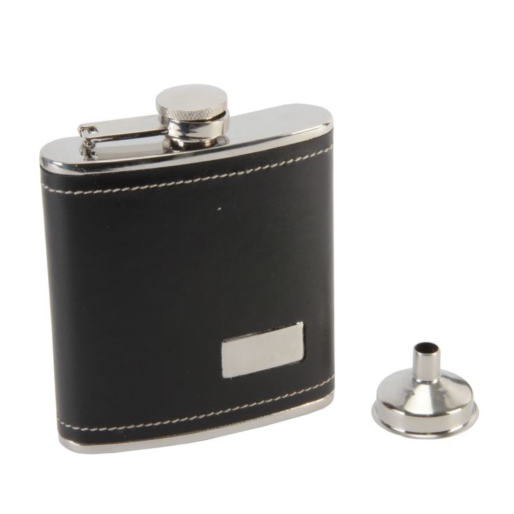 Harvey Makin Black Hip Flask with Engraving Plate & Funnel product image