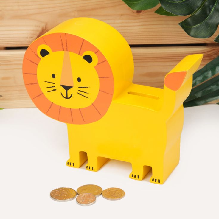 Jungle Baby London the Lion Wooden Money Box product image