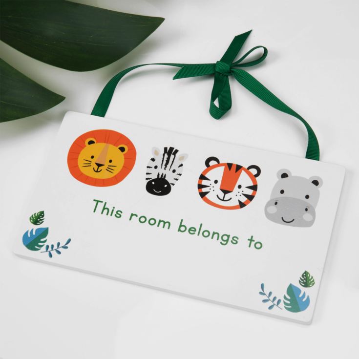 Jungle Baby Rectangle Hanging Plaque - This Room Belongs To product image