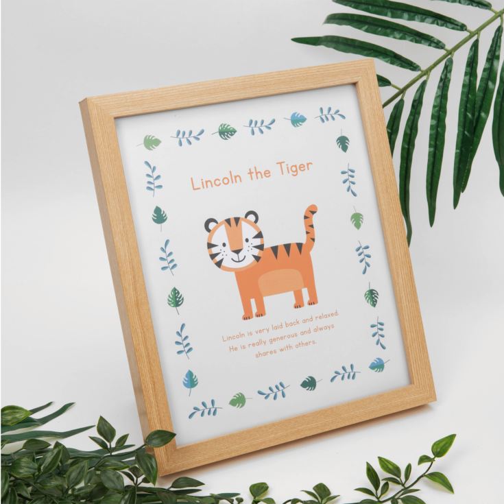 Jungle Baby A4 Wooden Frame Print - Lincoln the Tiger product image