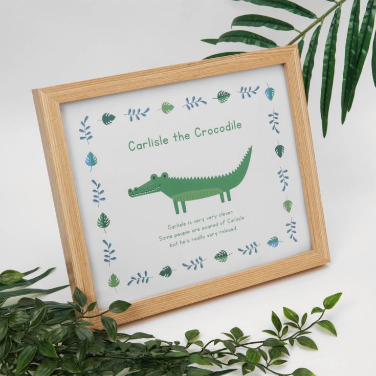 Jungle Baby A4 Wooden Frame Print - Carlisle the Crocodile product image