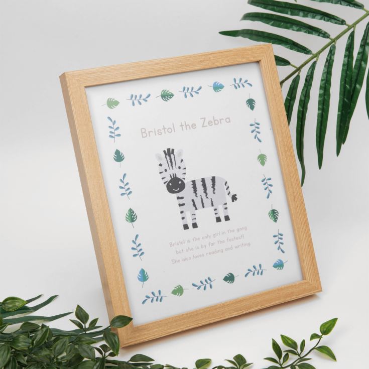 Jungle Baby A4 Wooden Frame Print - Bristol the Zebra product image