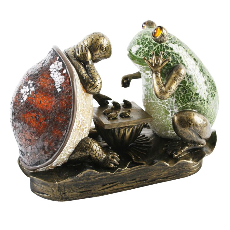 Frog & Tortoise Lamp Orange/Grn Crackle Glass Effect product image