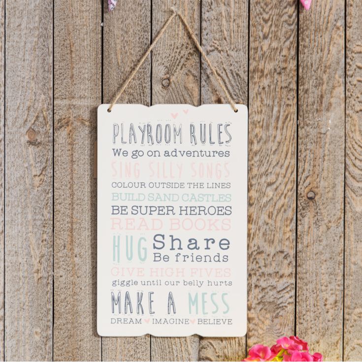 Love Life Rectangular Plaque - Playroom Rules product image