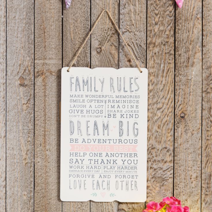 Love Life Rectangular Plaque - Family Rules product image