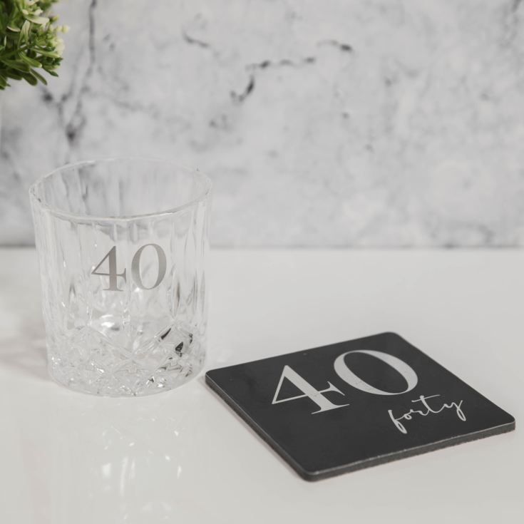 Milestones Cut Glass Whisky Tumbler & Coaster - 40 product image