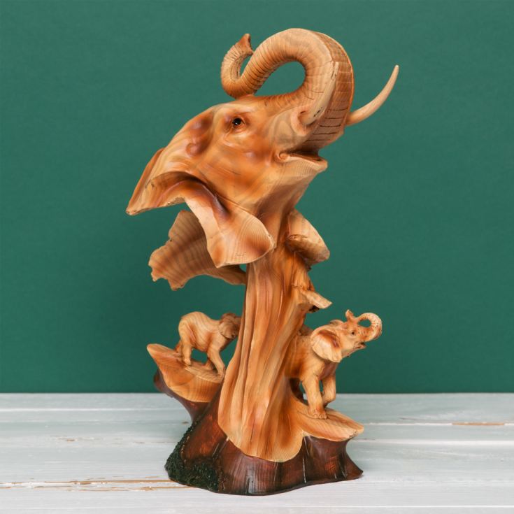 Naturecraft Wood Effect Resin Figurine - Elephant product image
