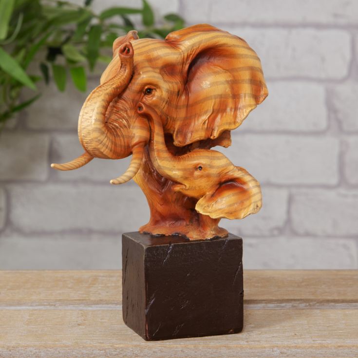 Naturecraft Wood Effect Resin Figurine - Elephants product image