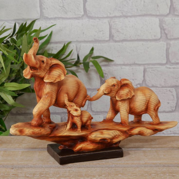 Naturecraft Wood Effect Resin Figurine - Elephant Family product image
