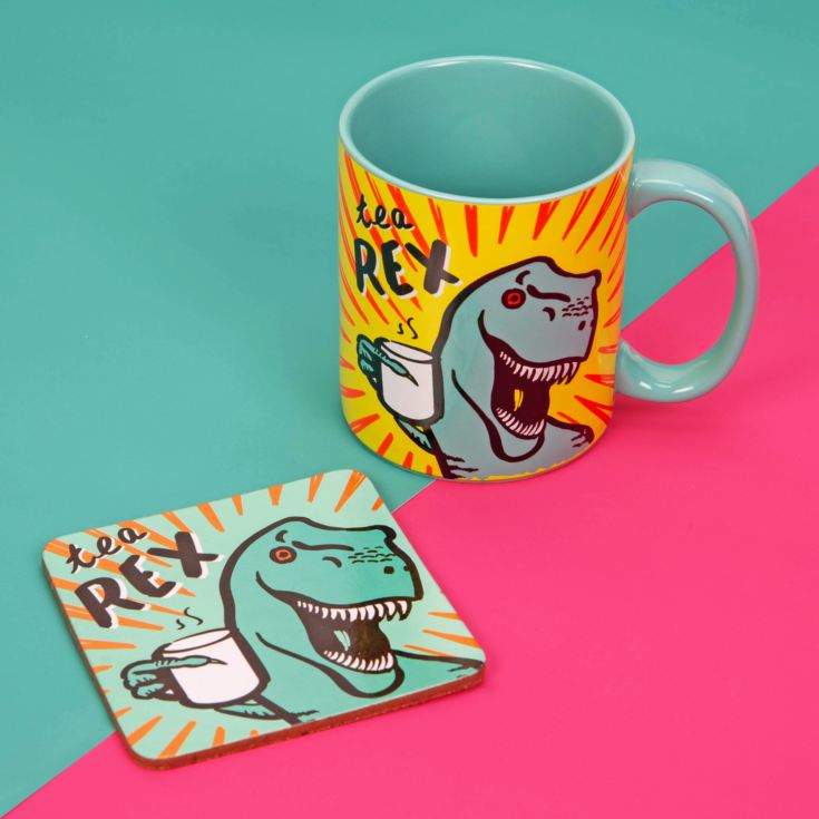 Neon Pop Mug & Coaster Set - 'Tea Rex' product image