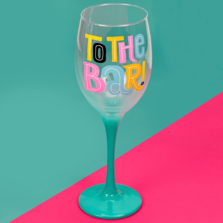 Neon Pop Wine Glass with Ombre Blue Stem 'To The Bar' product image