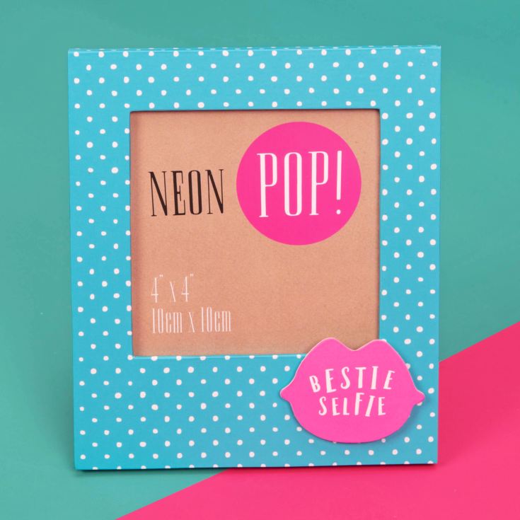 4" x 4" - Neon Pop Photo Frame Blue & Pink - Bestie Selfie product image