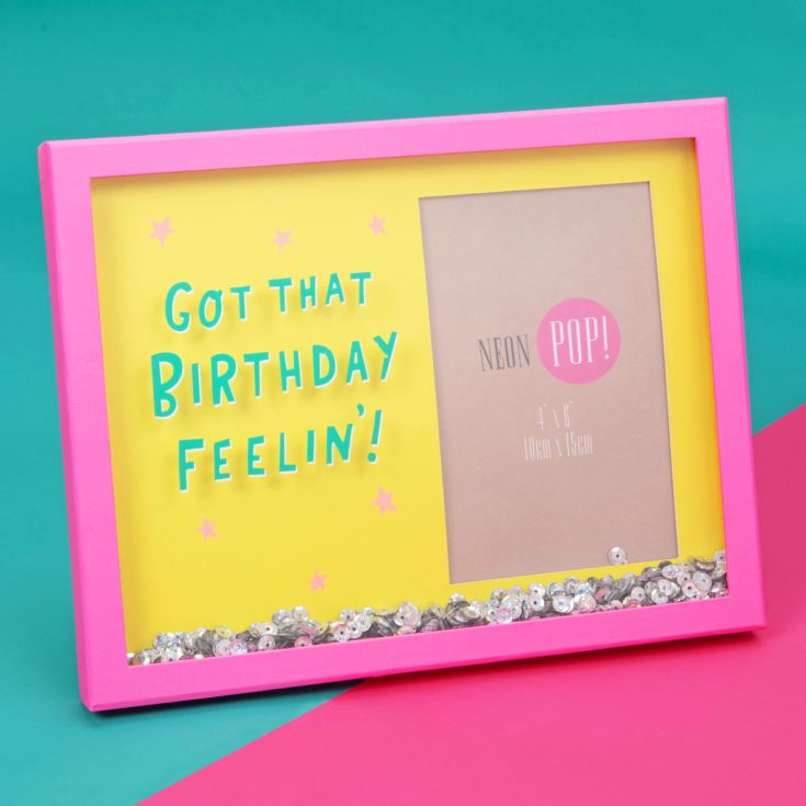 4"x6" - Neon Pop Shaker Sequin Frame - That Birthday Feeling product image