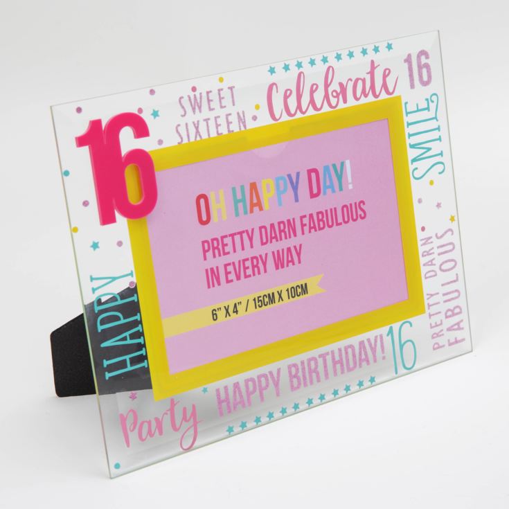 6" x 4" - Oh Happy Day! Glass Photo Frame - Pink 16 product image