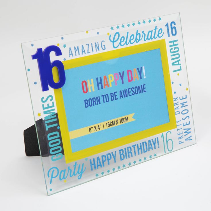 6" x 4" - Oh Happy Day! Glass Photo Frame - Blue 16 product image