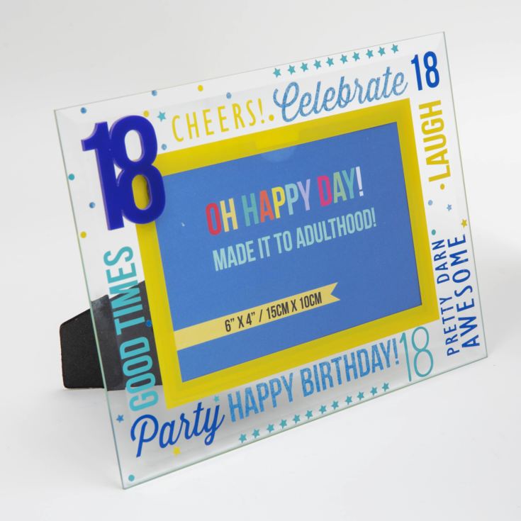 6" x 4" - Oh Happy Day! Glass Photo Frame - Blue 18 product image