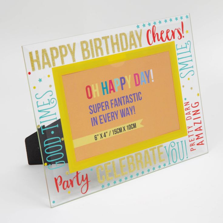6" x 4" - Oh Happy Day! Glass Photo Frame - Happy Birthday product image