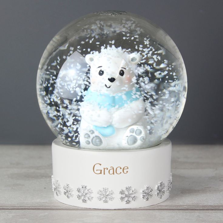 Personalised Polar Bear Any Name Snow Globe product image