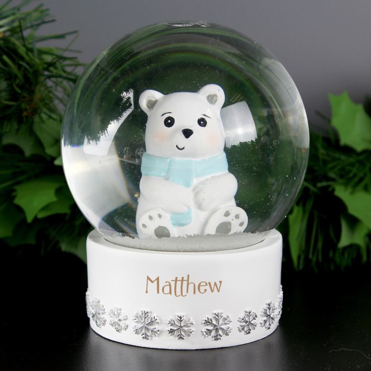 Personalised Polar Bear Any Name Snow Globe product image