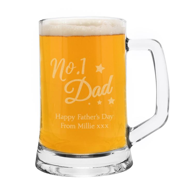 Personalised No.1 Dad Glass Pint Stern Tankard product image