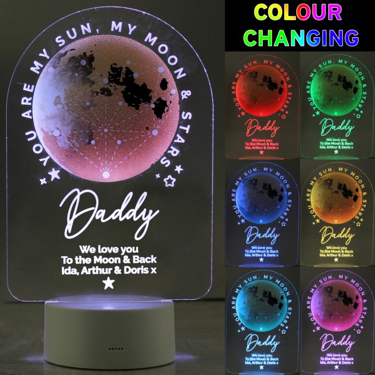 Personalised Sun Moon & Stars LED Colour Changing Night Light product image
