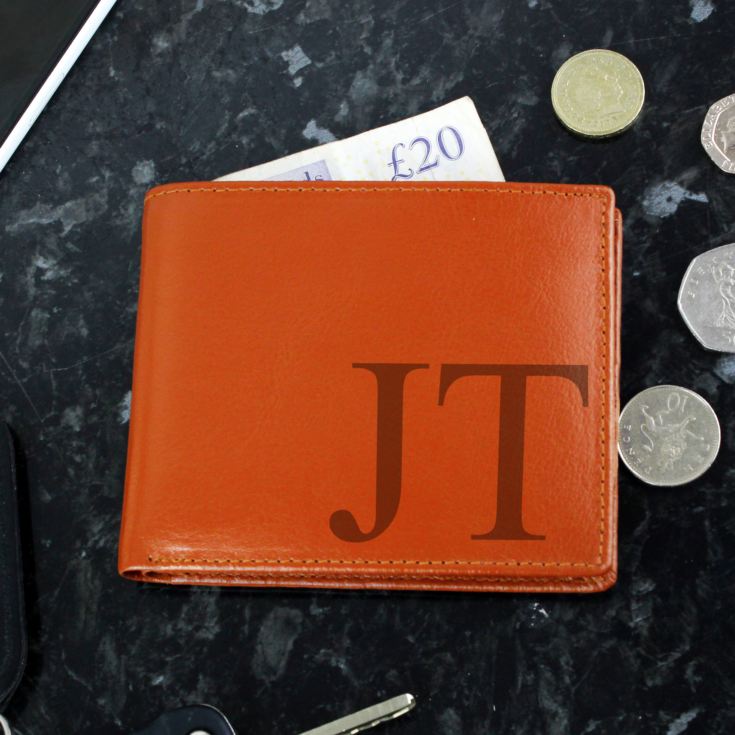 Personalised Big Initials Tan Leather Wallet product image