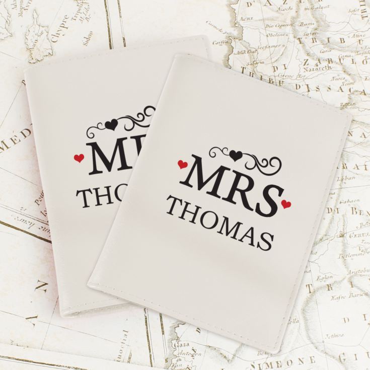 Personalised Mr & Mrs Cream Passport Holders product image