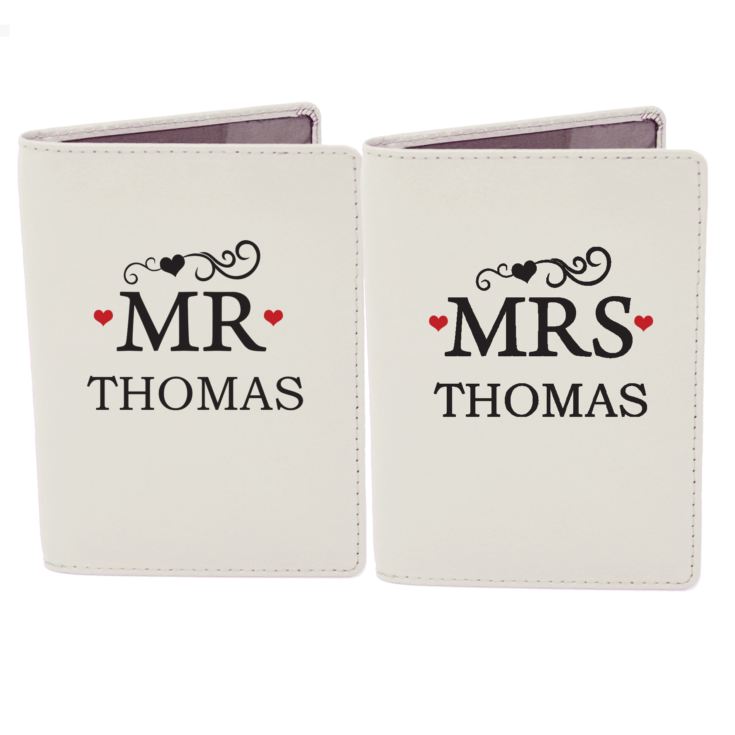 Personalised Mr & Mrs Cream Passport Holders product image