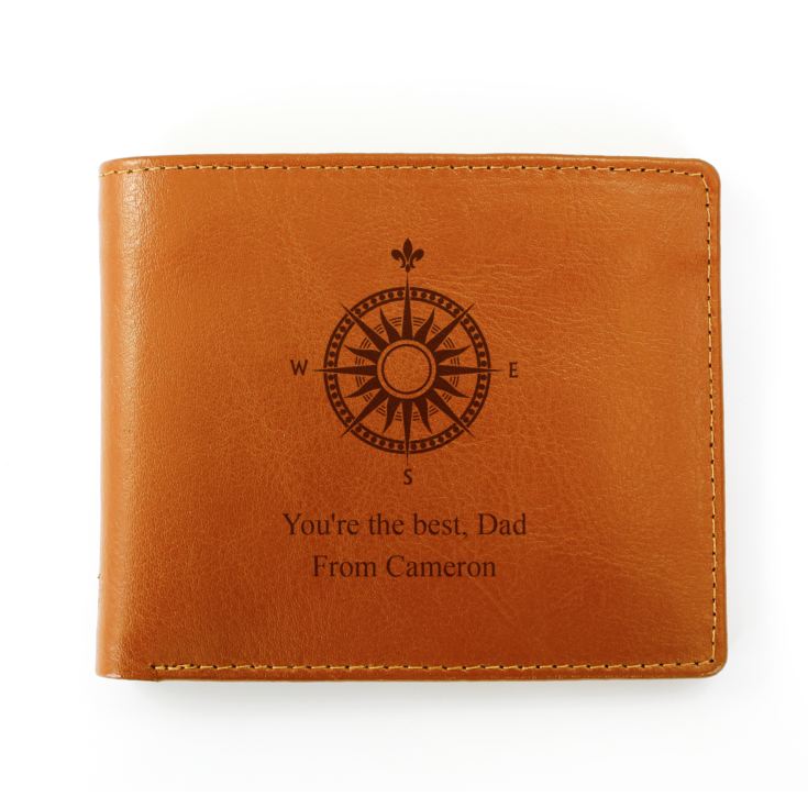 Personalised Compass Tan Leather Wallet product image