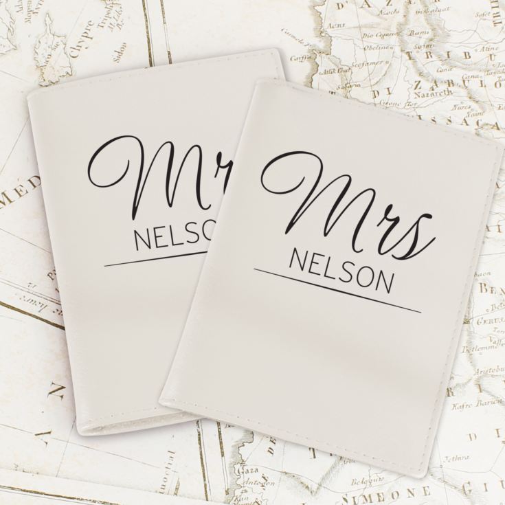 Personalised Classic Mr & Mrs Cream Passport Holders product image