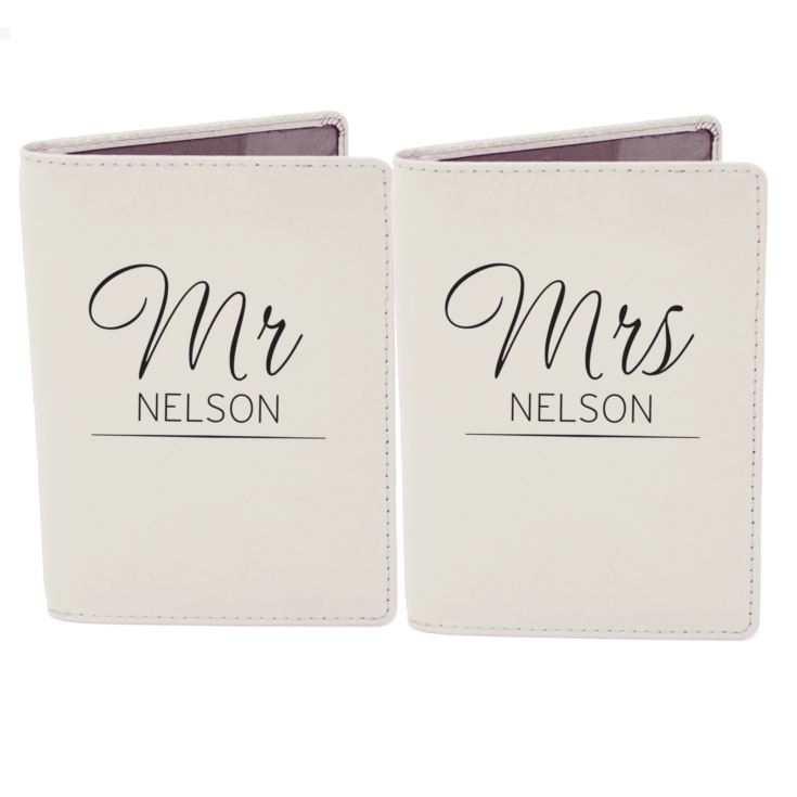 Personalised Classic Mr & Mrs Cream Passport Holders product image