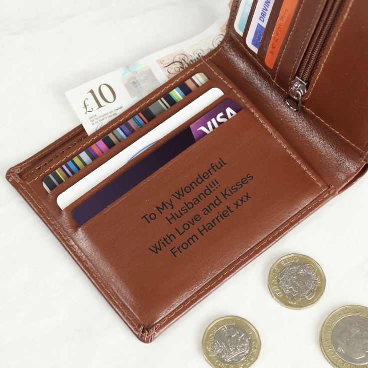 Personalised Free Text Tan Leather Wallet product image