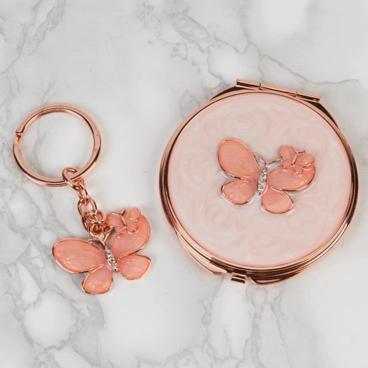 Sophia Keyring & Compact Miirror Set - Butterfly Design product image