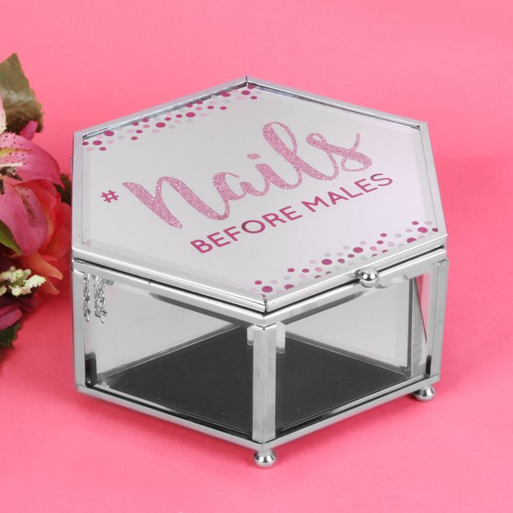 Girl Talk Glitter Mirror Trinket Box - Nails Before Males product image