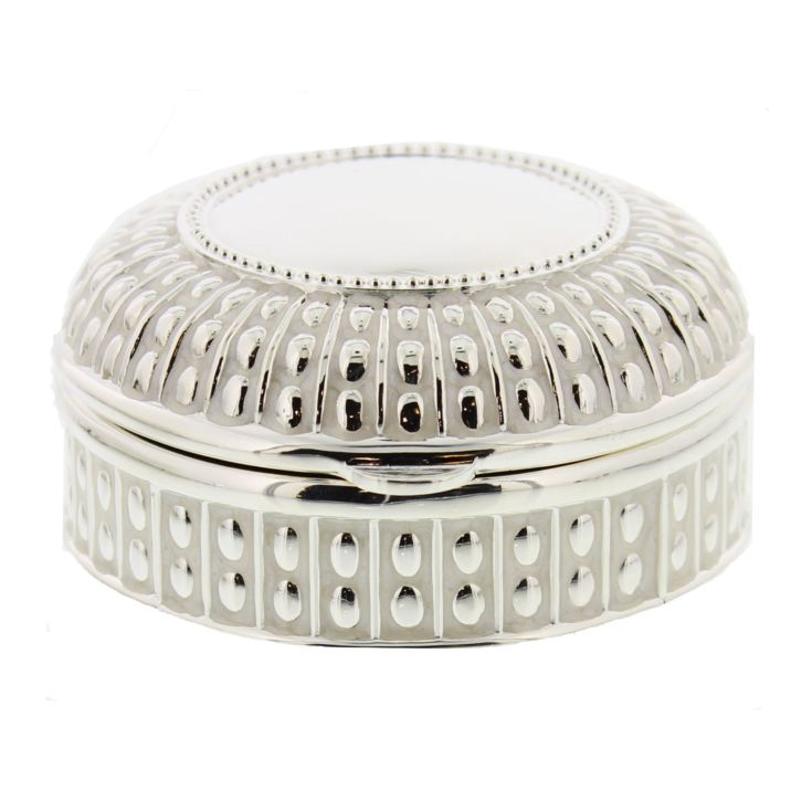 Round Silverplated & Epoxy Trinket Box with Beaded Edge product image