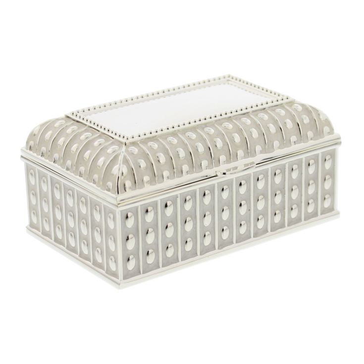 Oblong Silverplated & Epoxy Trinket Box with Beaded Edge product image