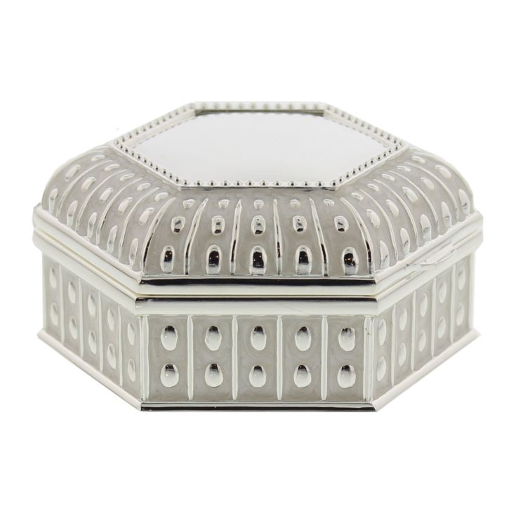 Hexagonal Silverplated & Epoxy Trinket Box with Beaded Edge product image