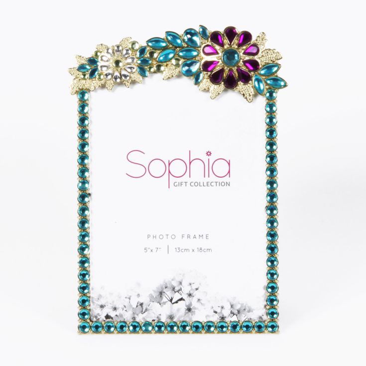 5" x 7" - Sophia Blue & Purple Bejewelled Flower Frame product image
