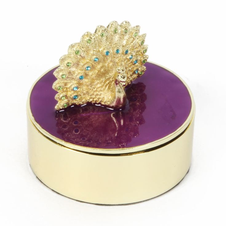 Sophia Round Purple Peacock Trinket Box product image