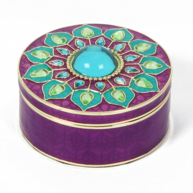 Sophia Round Purple Trinket Box with Petal Design product image